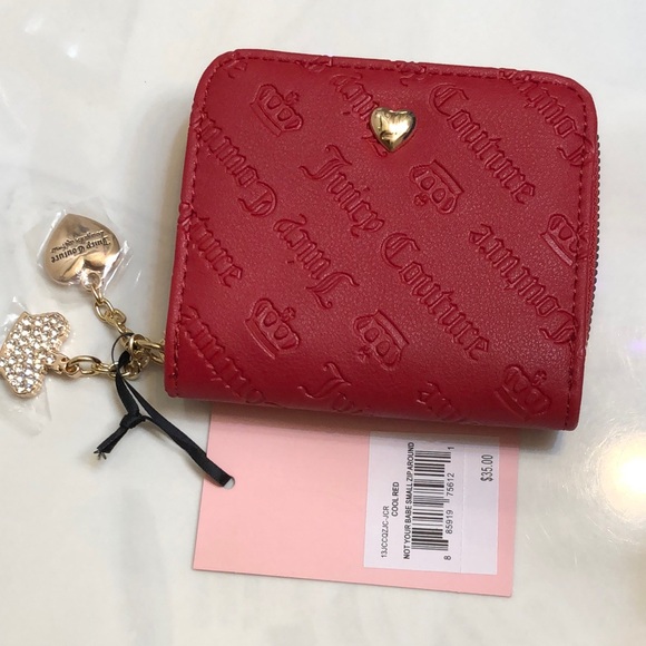 Juicy Couture Cool Red Not Your Babe Small Zip Around Bifold Wallet NWT - Picture 2 of 16